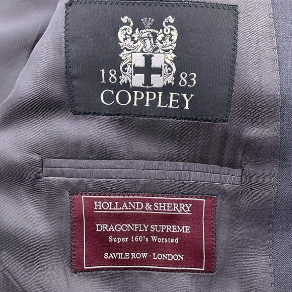 Coppley 1883 Blazer Men 44 Gray 160s Worsted Wool Dragonfly‎ Supreme Suit Jacket - Picture 10 of 12